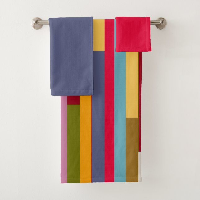 Big Colourful Stripes  Bath Towel Set (Insitu)