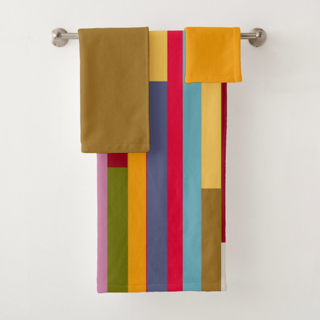 Big Colourful Stripes  Bath Towel Set (Insitu)