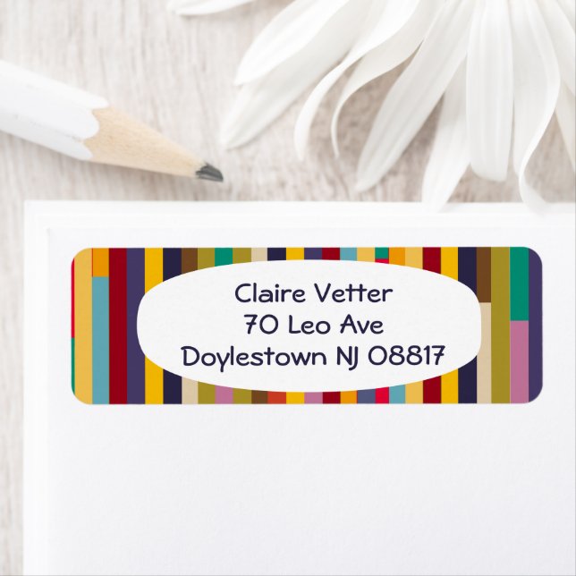 Big Colourful Stripes  Return Address Label (Insitu)