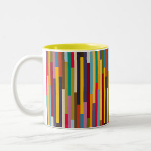 Big Colourful Stripes Two-Tone Coffee Mug