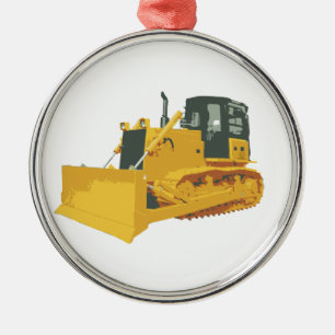Big Construction Bulldozer on Tracks Metal Tree Decoration