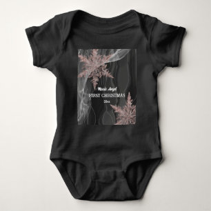 Big Copper Snowflakes & Black Silk 1st Christmas Baby Bodysuit