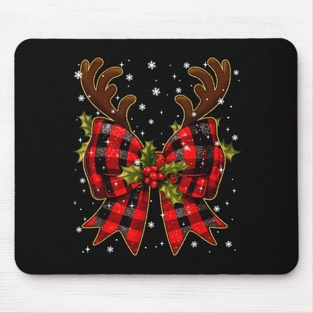 Big Coquette Plaid Reindeer Christmas Xmas Women G Mouse Pad (Front)
