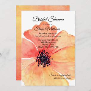Big Coral Poppy Bridal Shower Invitation