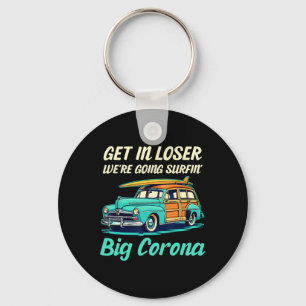 Big Corona Del Mar Beach Surf Girl Women Men Vinta Key Ring