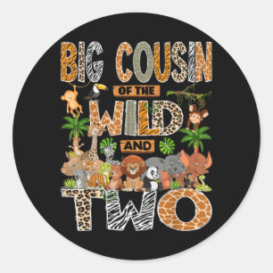 Big Cousin of The Wild Two 2nd Birthday Boy Safari Classic Round Sticker