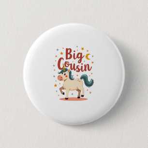 Big Cousin Unicorn Vintage Cute Kids Typography De 6 Cm Round Badge