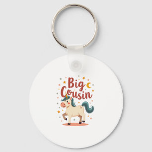 Big Cousin Unicorn Vintage Cute Kids Typography De Key Ring