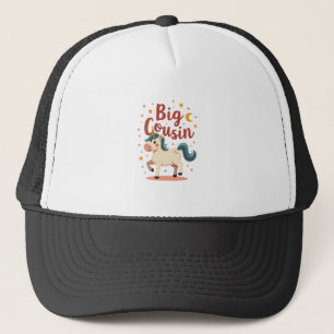 Big Cousin Unicorn Vintage Cute Kids Typography De Trucker Hat