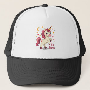Big Cousin Unicorn Vintage Cute Kids Typography De Trucker Hat