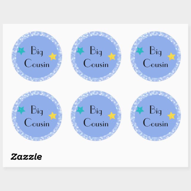 Big Cousin with Stars Classic Round Sticker (Sheet)