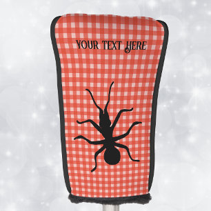Big Creepy black Ant on Tablecloth Picnic Plaid Golf Head Cover