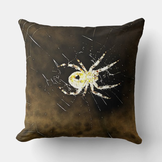 Big Creepy Spider on it's Web Cushion (Front)