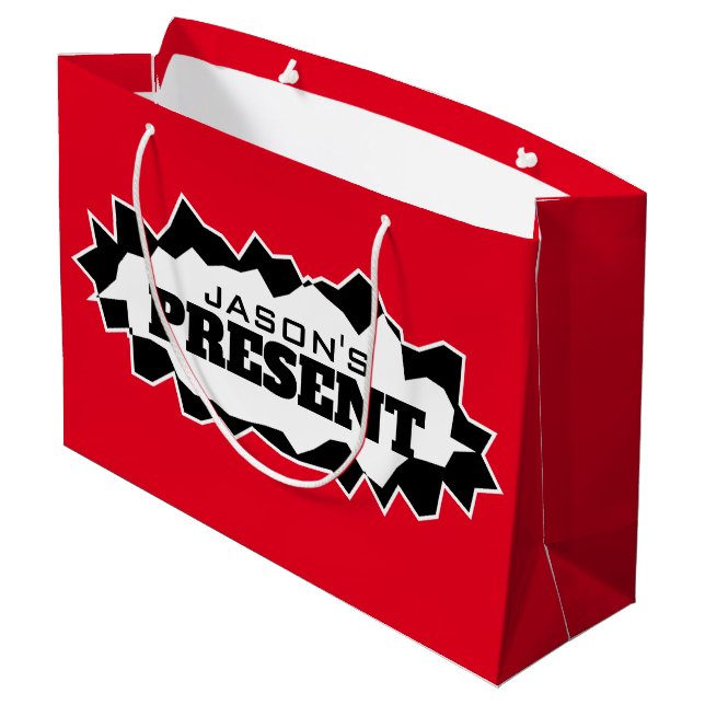 Big custom gift bag with funny ripped hole design (Back Angled)