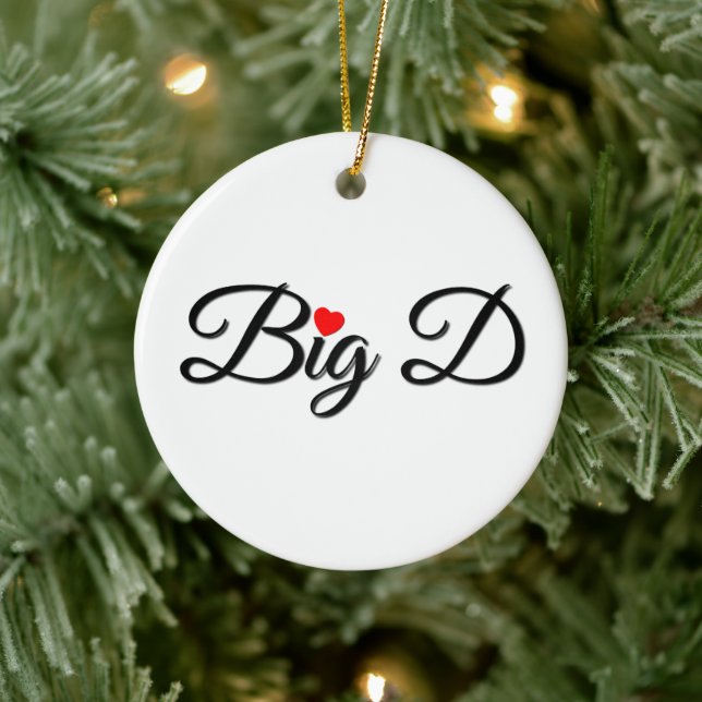 Big D with Red Heart Ceramic Ornament (Tree)