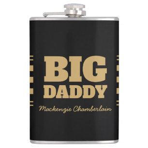 Big Daddy Chequered Faux Gold.and Black Hip Flask