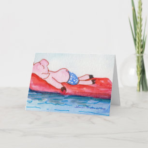 Big Daddy Pig Floating on Raft Card