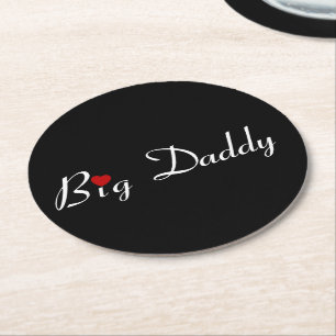 Big Daddy with Red Heart Round Paper Coaster