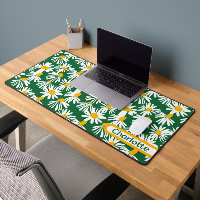 Big Daisy Flower Patterned Personalised Desk Mat (Office 2)