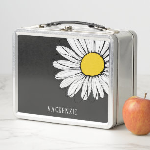 Big Daisy Flower Personalised Name Metal Lunch Box