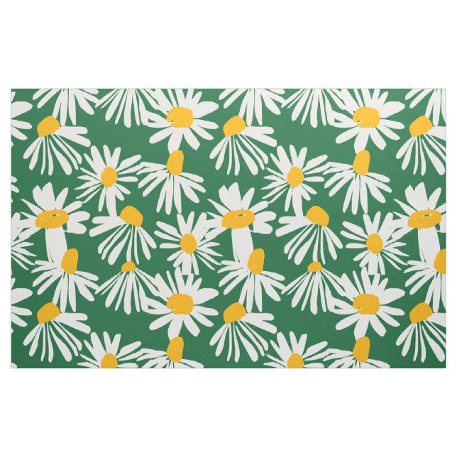 Big Daisy Green White Yellow Pattern Fabric (Fat Quarter)