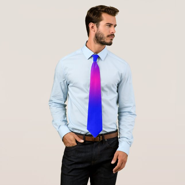 Big Day for the Blue and Magenta Ombre Pattern Tie (In Situ)