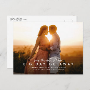 Big day getaway destination wedding save the date announcement postcard
