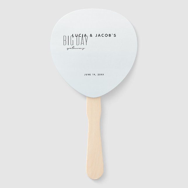 Big day getaway ocean blue destination wedding hand fan (Front)