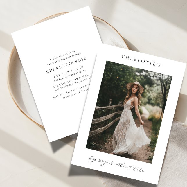 Big Day Simple Rustic Boho Bridal Shower Photo Invitation (Creator Uploaded)