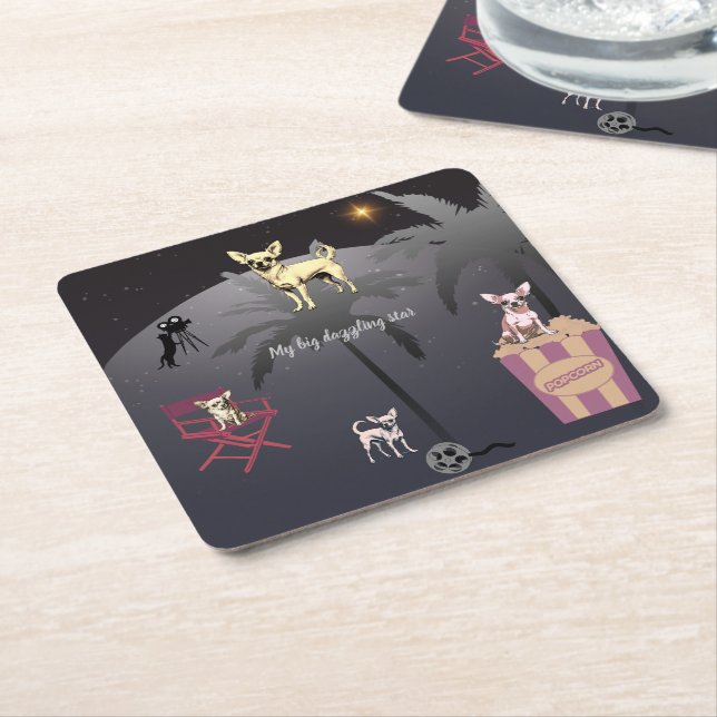 Big Dazzling Star  Square Paper Coaster (Angled)