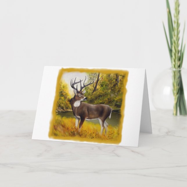 Big Deer standing in grove on customisable product Holiday Card (Front)