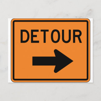 Big Detour Right Street Sign Postcard