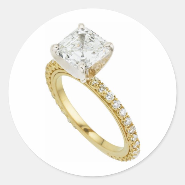 Big Diamond Engagement Ring Hint Hint Classic Round Sticker (Front)