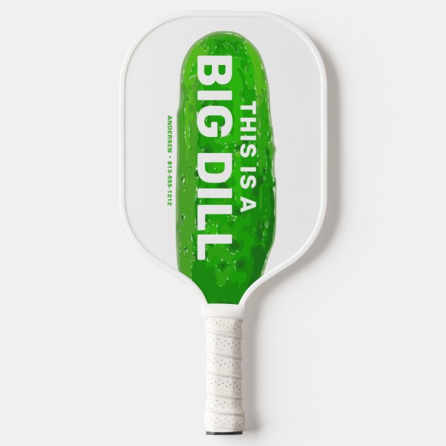 Big Dill Cartoon Funny Personalised  Pickleball Paddle (Front)