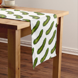 Big Dill Green Kosher Deli Dill Pickle Print Short Table Runner