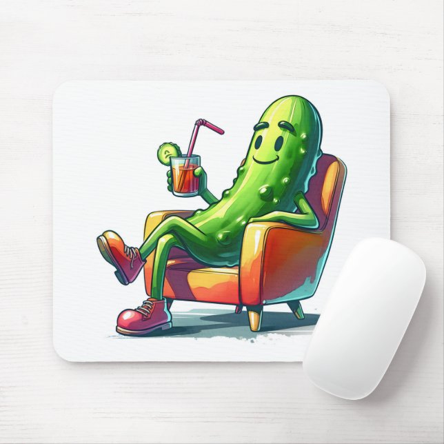 Big Dill Pickle In a Red Chair Mouse Pad (With Mouse)