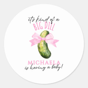 Big Dill Watercolor Coquette Pickle Baby Shower Classic Round Sticker