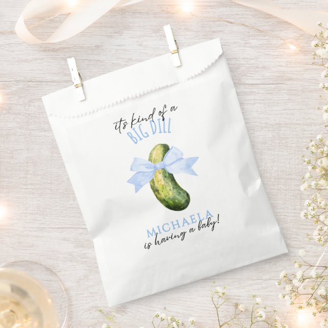 Big Dill Watercolor Coquette Pickle Baby Shower Favour Bag (Clipped)