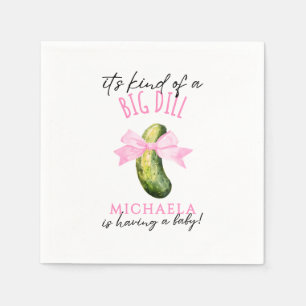 Big Dill Watercolor Coquette Pickle Baby Shower Napkin