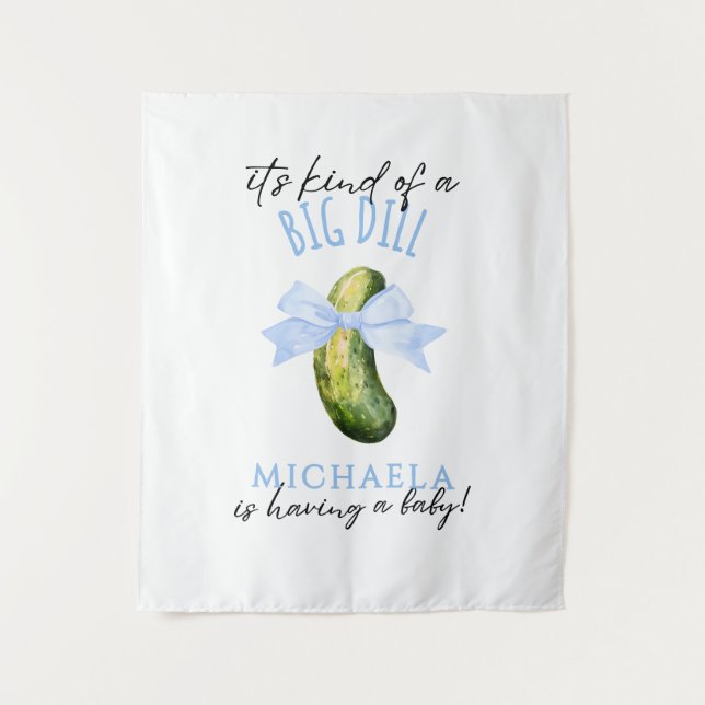 Big Dill Watercolor Coquette Pickle Baby Shower Ta Tapestry (Front)