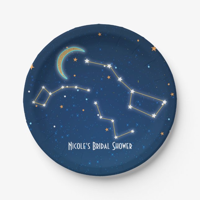 Big Dipper Star Gazing Constellation Celestial Paper Plate (Front)