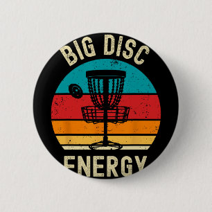 Big Disc Energy Funny Retro Vintage Disc Golf Love 6 Cm Round Badge