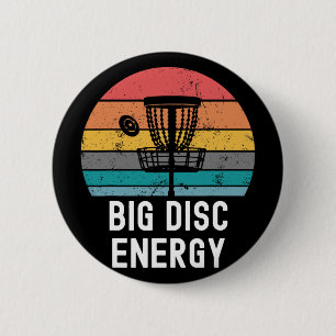 Big Disc Energy Funny Retro Vintage Disc Golf Love 6 Cm Round Badge