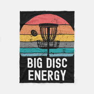 Big Disc Energy Funny Retro Vintage Disc Golf Love Fleece Blanket