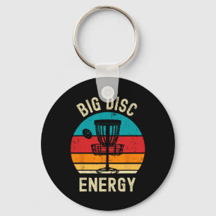 Big Disc Energy Funny Retro Vintage Disc Golf Love Key Ring