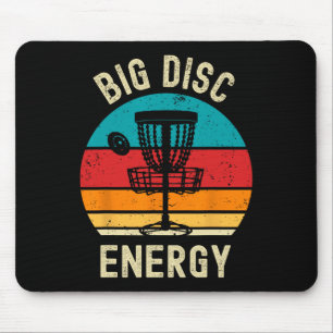 Big Disc Energy Funny Retro Vintage Disc Golf Love Mouse Pad