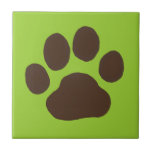 Big Dog Paw Print with Custom Background Colour Ceramic Tile<br><div class="desc"></div>