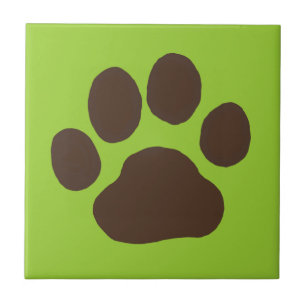 Big Dog Paw Print with Custom Background Colour Ceramic Tile
