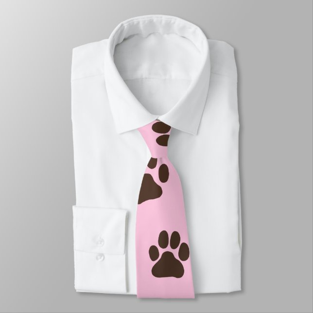 Big Dog Paw Prints Novelty Dog Lover's Neck Tie (Tied)