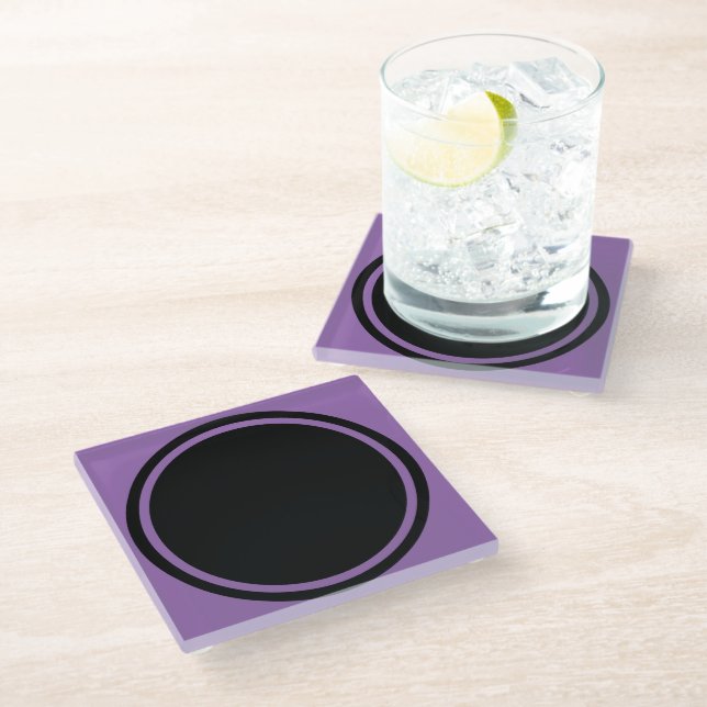 Big Dot / Ring black + your backg. & ideas Glass Coaster (Angled)